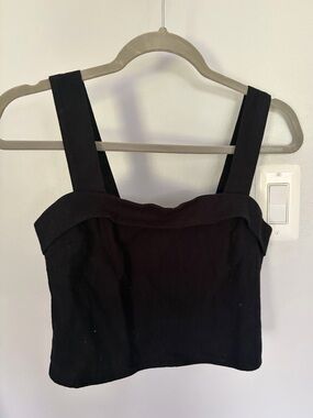 Abercrombie & Fitch Black Wide-Strap Square Crop Tank